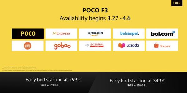 <br />
						POCO F3: глобальная версия Redmi K40 с AMOLED-экраном на 120 Гц, чипом Snapdragon 870 и тройная камера на 48 МП за 299 евро<br />
					