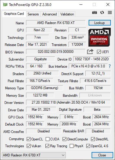 Обзор Gigabyte Radeon RX 6700 XT Gaming OC - тестирование в играх, шум, энергопотребление